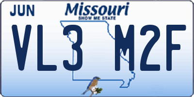 MO license plate VL3M2F
