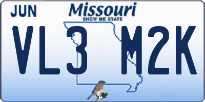 MO license plate VL3M2K