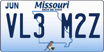 MO license plate VL3M2Z