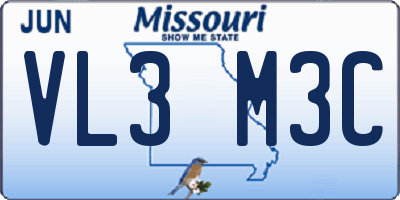 MO license plate VL3M3C