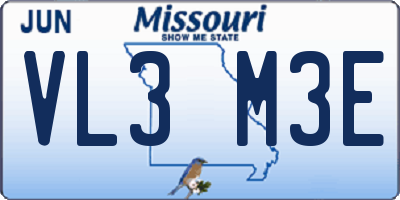 MO license plate VL3M3E