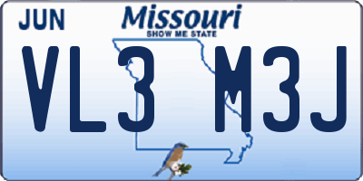 MO license plate VL3M3J