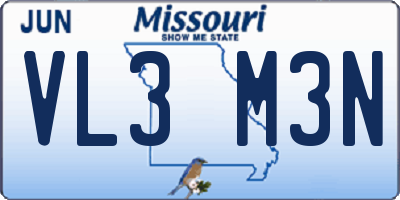 MO license plate VL3M3N