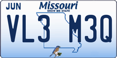 MO license plate VL3M3Q