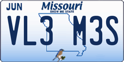 MO license plate VL3M3S