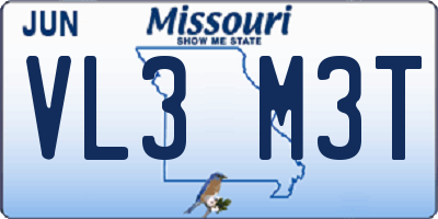 MO license plate VL3M3T