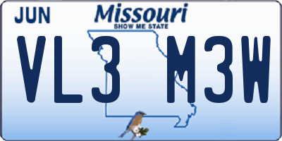 MO license plate VL3M3W