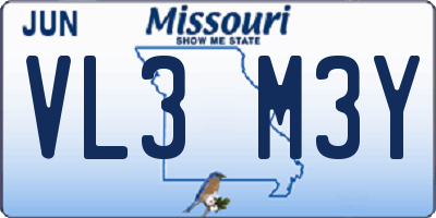 MO license plate VL3M3Y