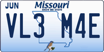 MO license plate VL3M4E
