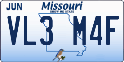 MO license plate VL3M4F