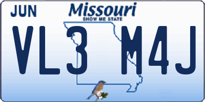 MO license plate VL3M4J