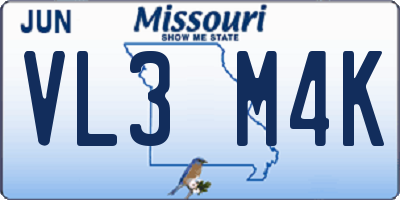 MO license plate VL3M4K