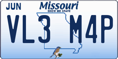 MO license plate VL3M4P