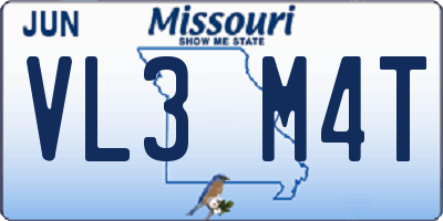 MO license plate VL3M4T