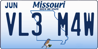 MO license plate VL3M4W