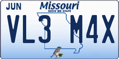 MO license plate VL3M4X