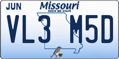 MO license plate VL3M5D