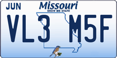 MO license plate VL3M5F