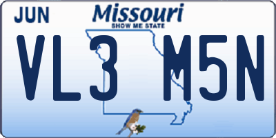 MO license plate VL3M5N