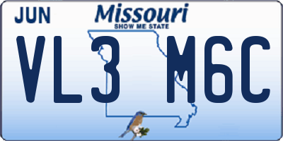 MO license plate VL3M6C