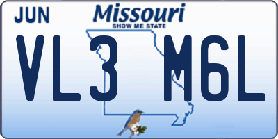 MO license plate VL3M6L