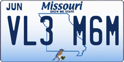 MO license plate VL3M6M