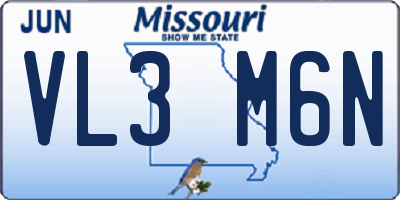 MO license plate VL3M6N