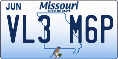 MO license plate VL3M6P