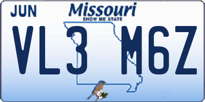MO license plate VL3M6Z