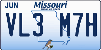 MO license plate VL3M7H