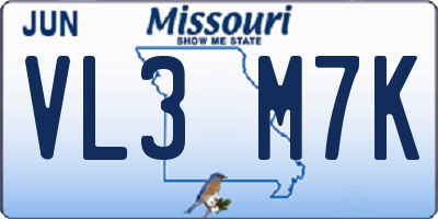 MO license plate VL3M7K