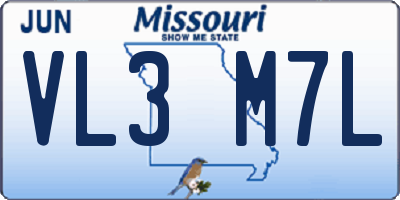 MO license plate VL3M7L