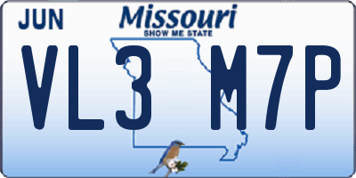 MO license plate VL3M7P