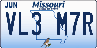 MO license plate VL3M7R