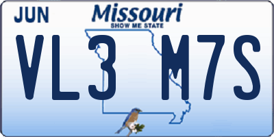 MO license plate VL3M7S