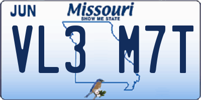 MO license plate VL3M7T