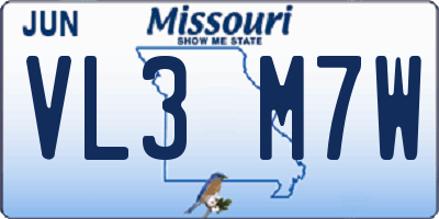 MO license plate VL3M7W