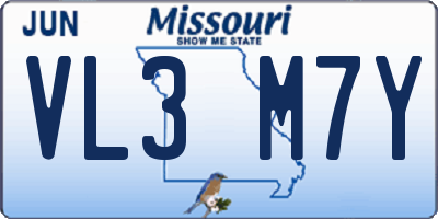MO license plate VL3M7Y