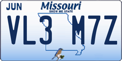 MO license plate VL3M7Z