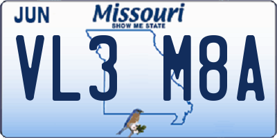 MO license plate VL3M8A