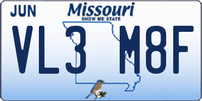MO license plate VL3M8F