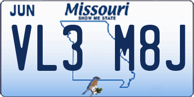 MO license plate VL3M8J