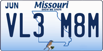 MO license plate VL3M8M