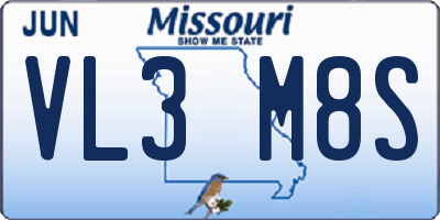 MO license plate VL3M8S