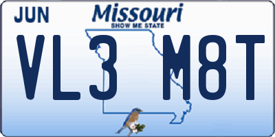 MO license plate VL3M8T