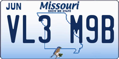 MO license plate VL3M9B