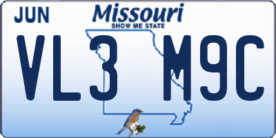 MO license plate VL3M9C