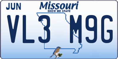 MO license plate VL3M9G