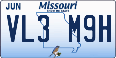 MO license plate VL3M9H