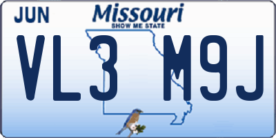 MO license plate VL3M9J